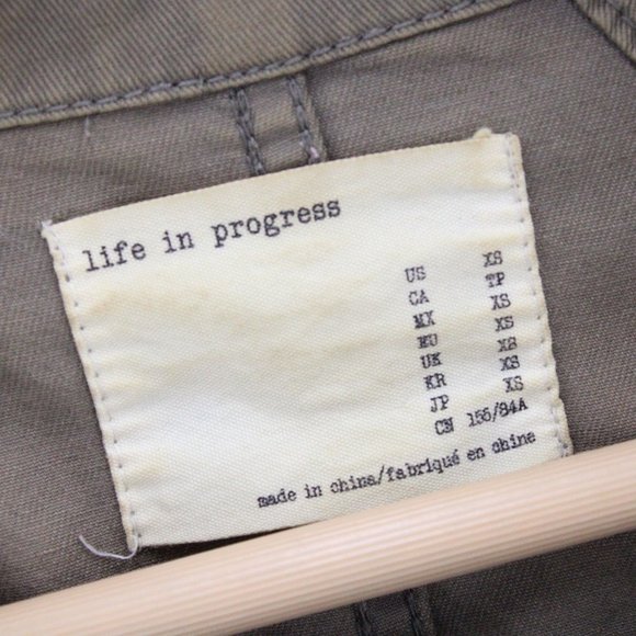 Life In Progress Utility Jacket Womens Brown Asymmetrical Zip Flat Front Size XS - Picture 6 of 9